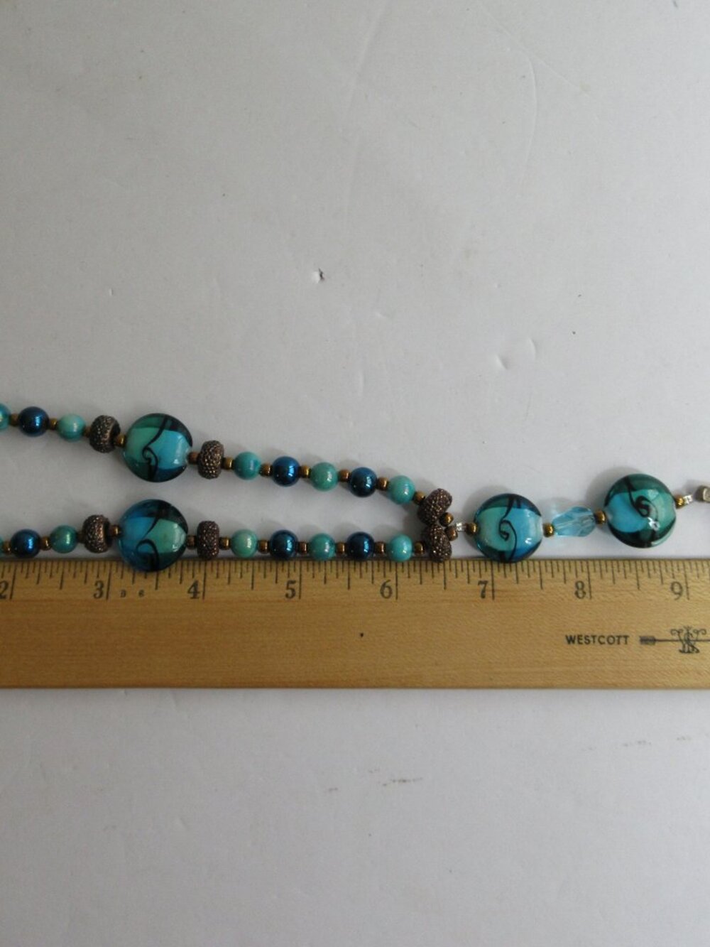 Blue Glass Bead Rosary Necklace Catholic Holy Rhinestone Cross Crucifix - Picture 6 of 8